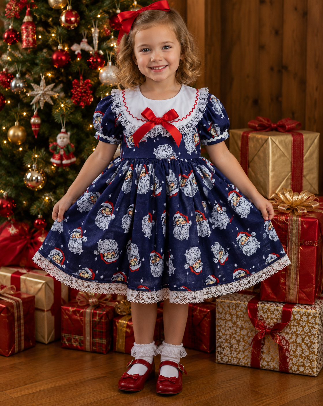 DREAM 0-8 years BABY GIRLS Navy father Christmas traditional Romany co – Dream Babywear
