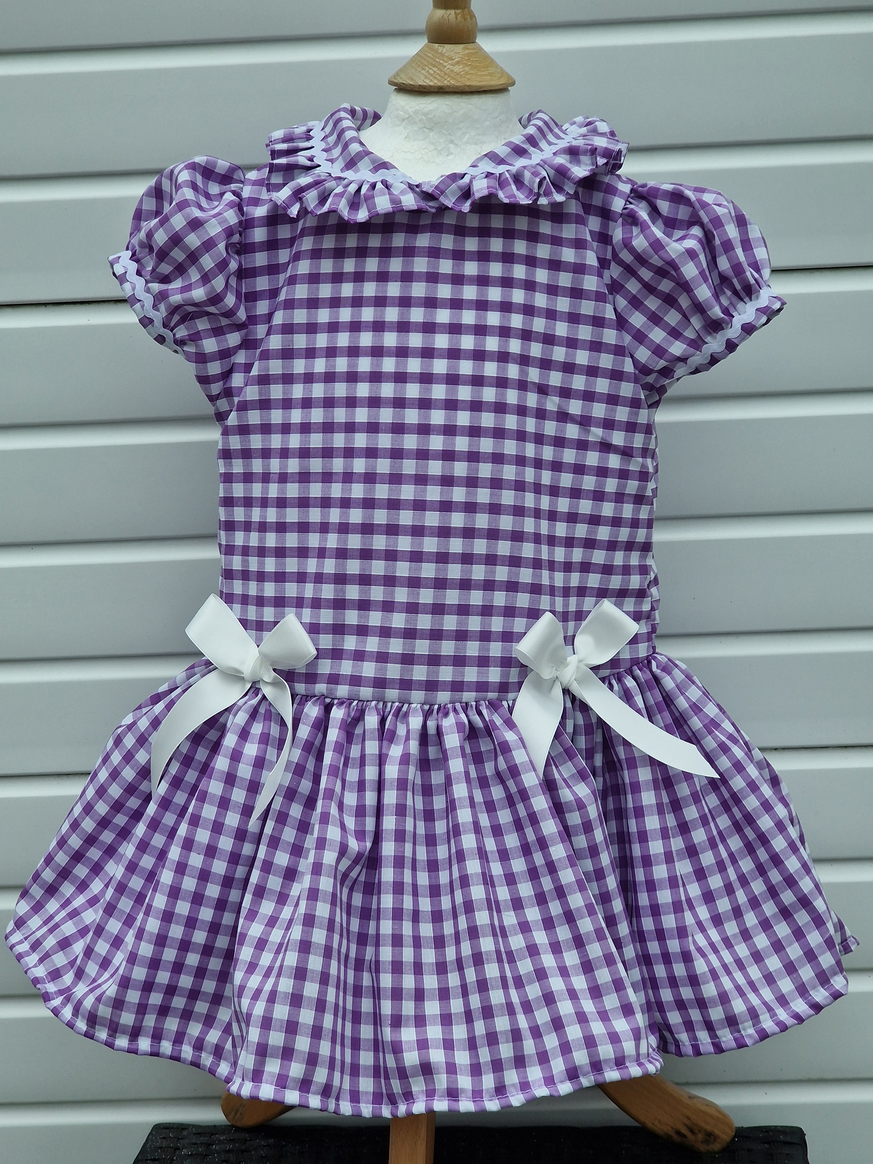 DREAM 0-8 years GIRLS  gingham school uniform drop waist lined dress 6 colours