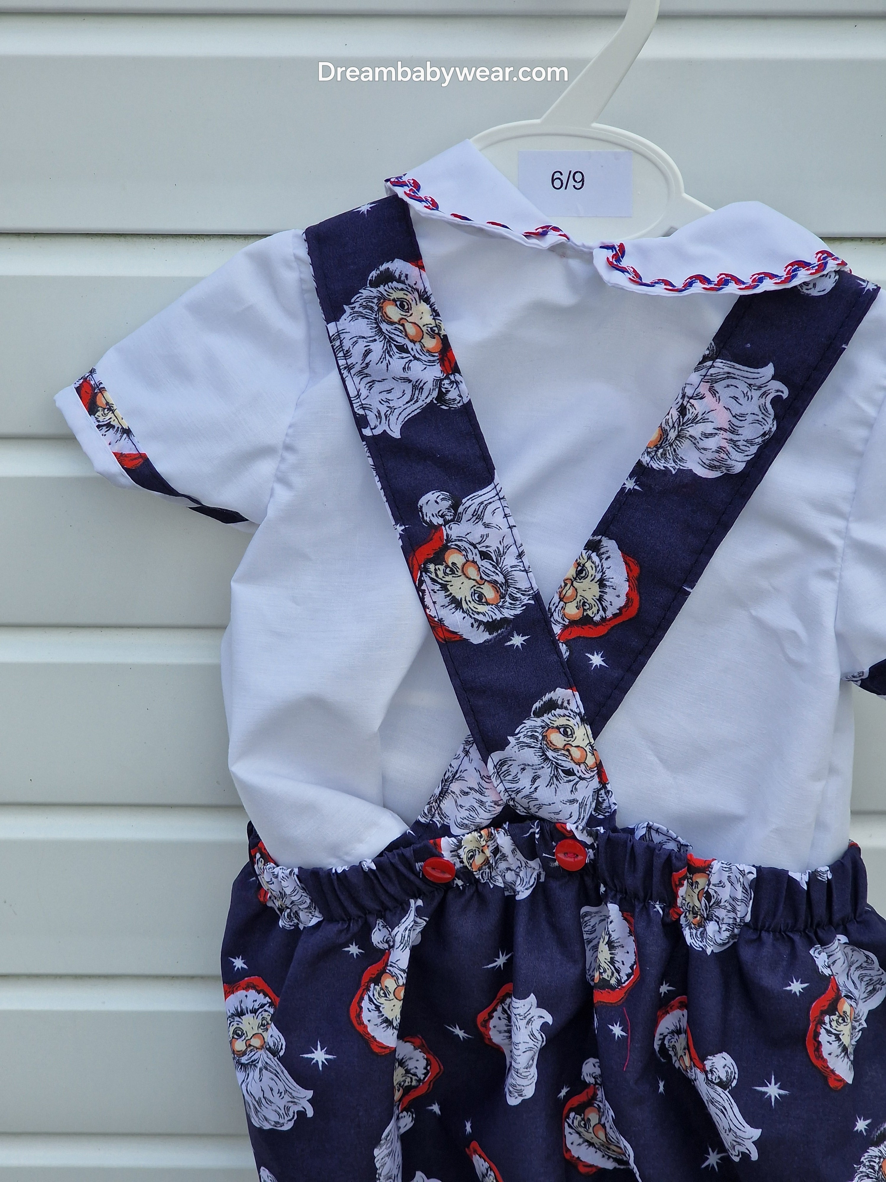 DREAM 0-6 years BABY BOYS Navy Santa traditional Romany shirt and romper set