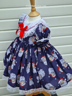 DREAM 0-8 years BABY GIRLS Navy  father Christmas traditional Romany collared dress