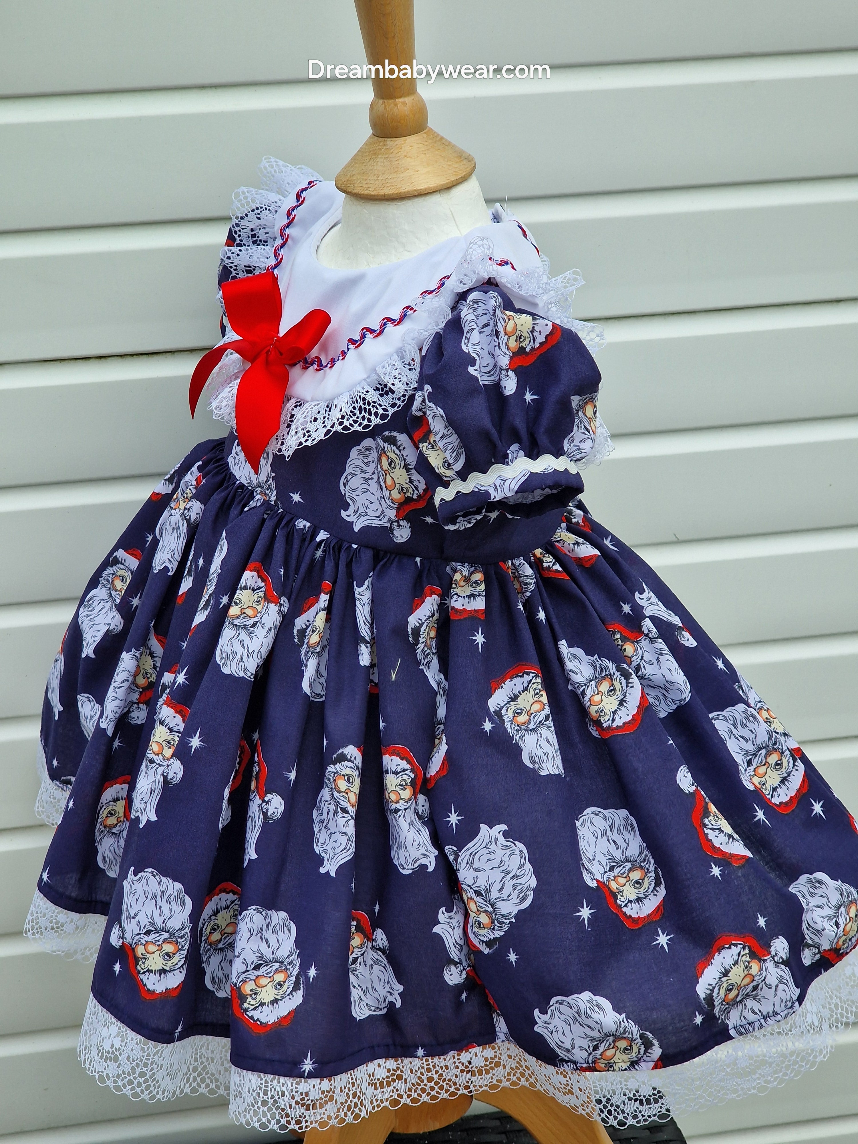 DREAM 0-8 years BABY GIRLS Navy  father Christmas traditional Romany collared dress