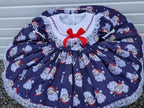 DREAM 0-8 years BABY GIRLS Navy  father Christmas traditional Romany collared dress