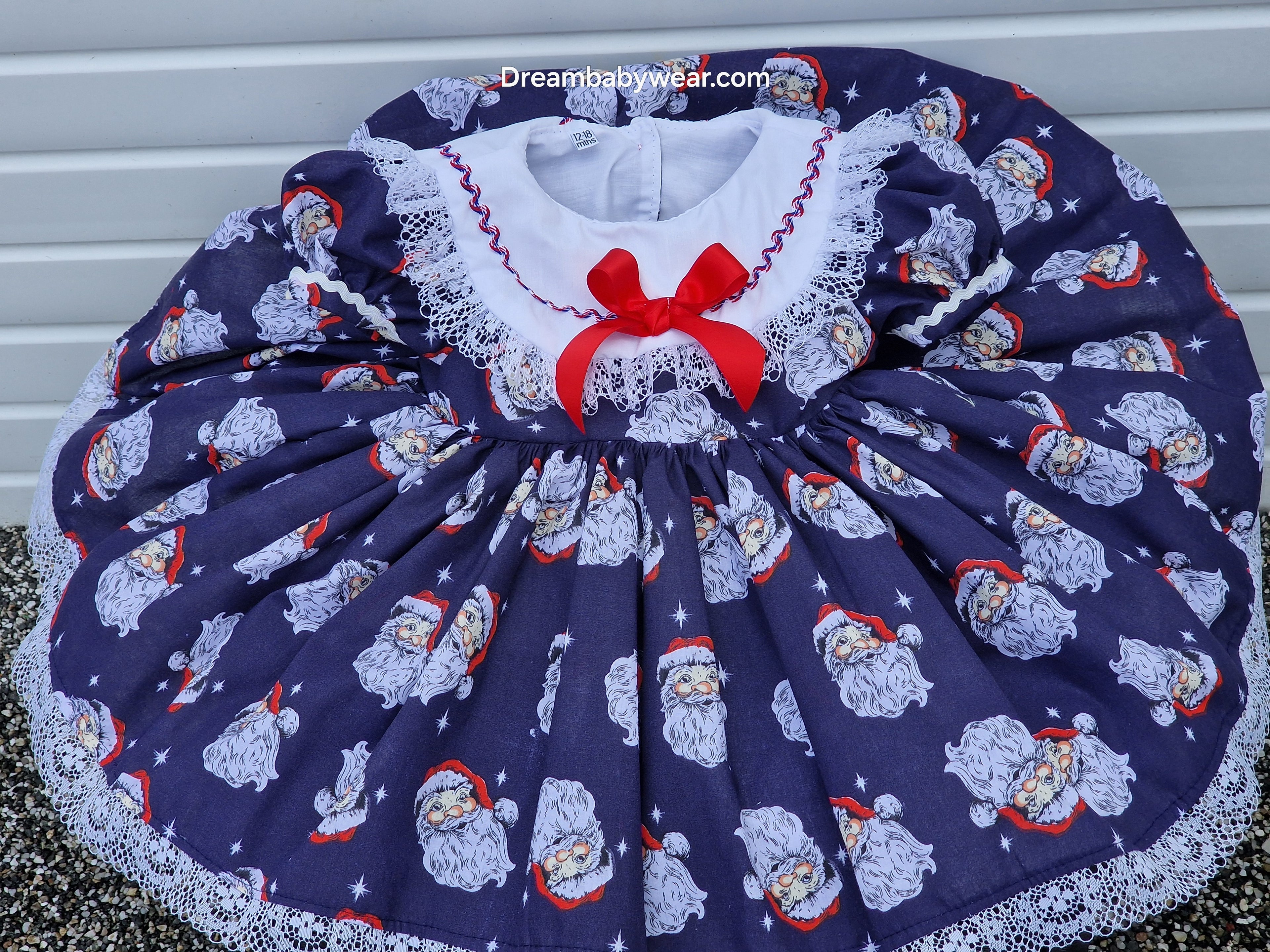 DREAM 0-8 years BABY GIRLS Navy  father Christmas traditional Romany collared dress