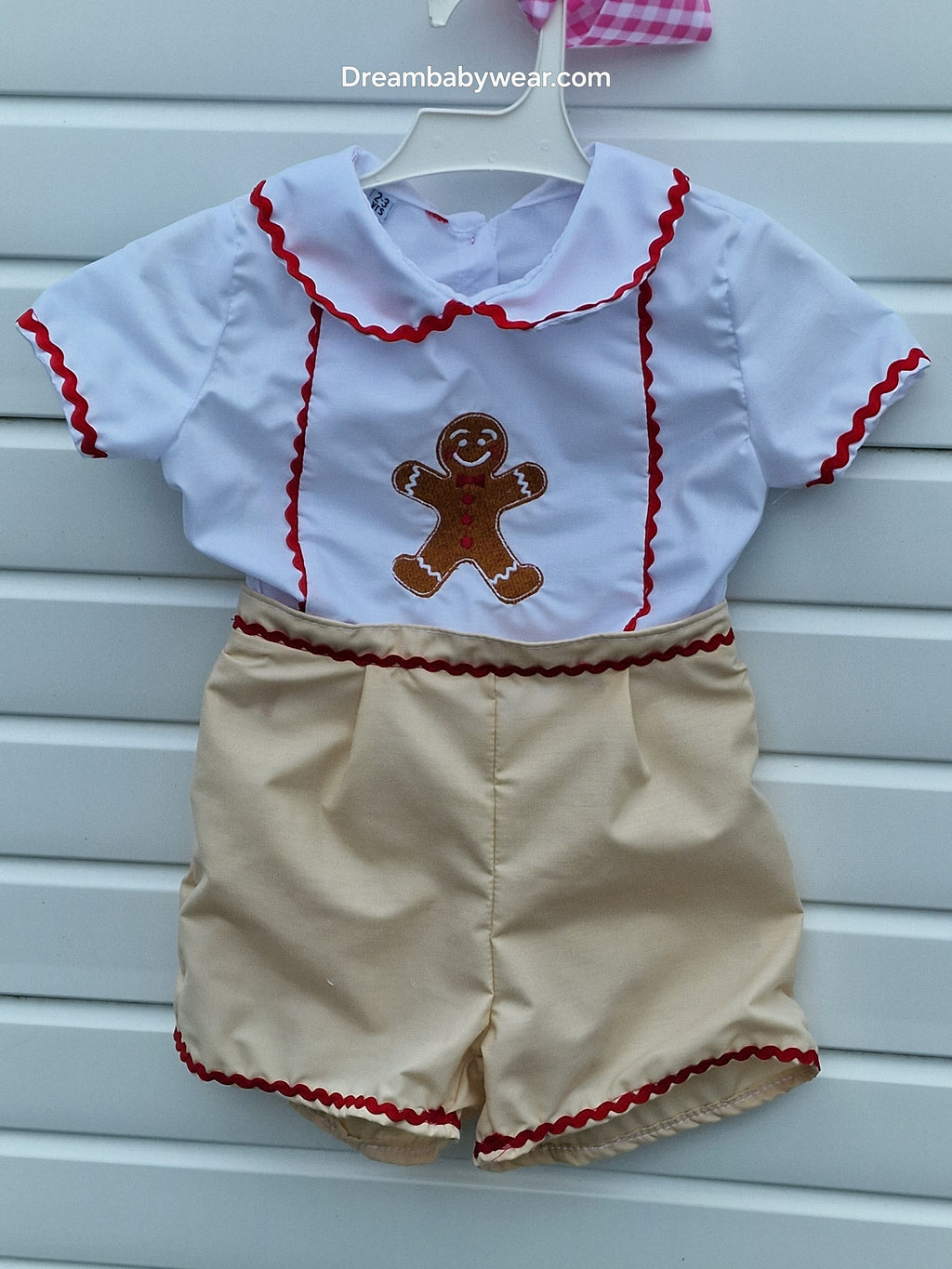 DREAM 0-6 years BABY BOYS gingerbread embroidered shirt and shorts set