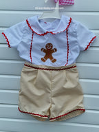 DREAM 0-6 years BABY BOYS gingerbread embroidered shirt and shorts set