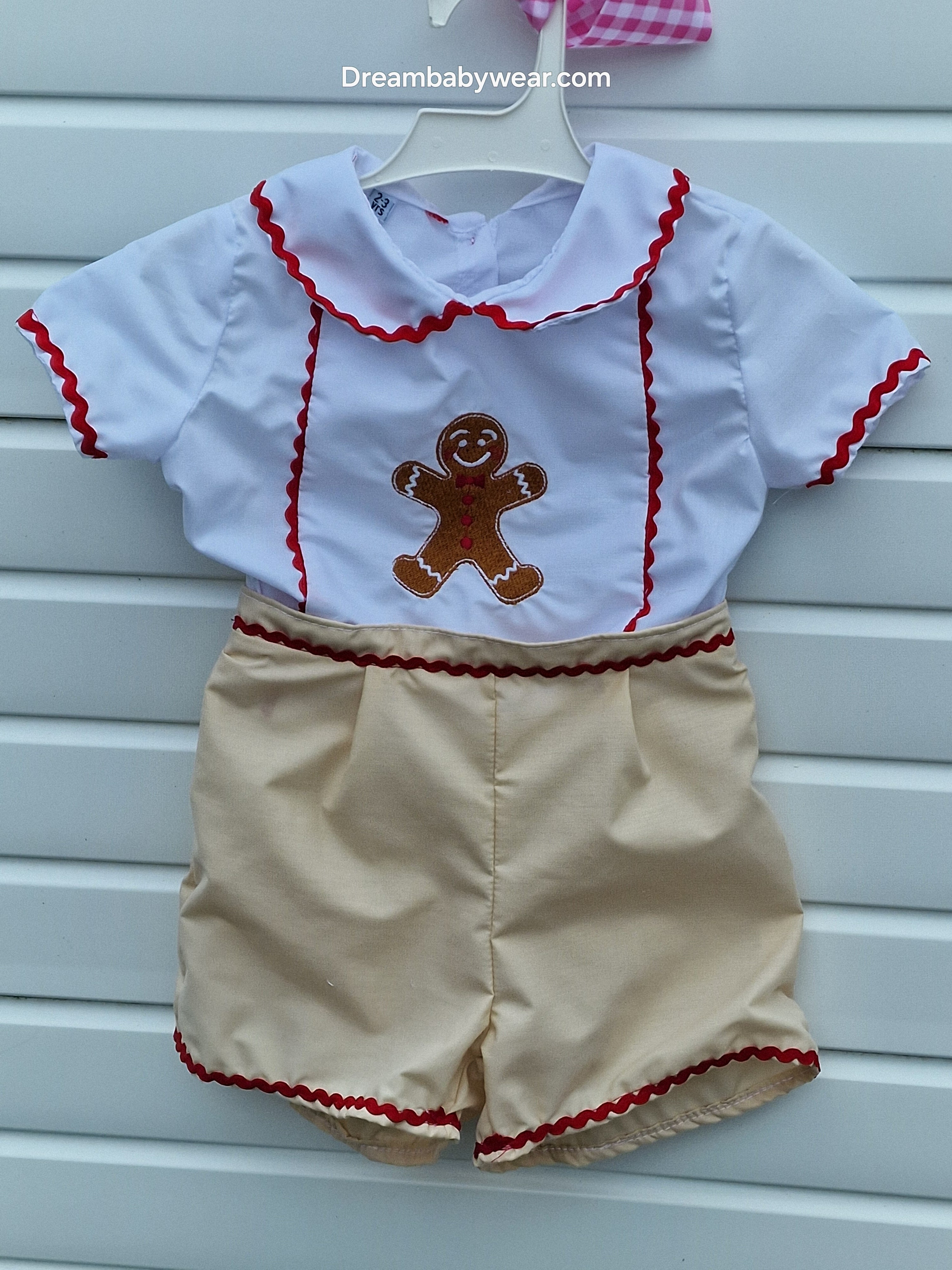 DREAM 0-6 years BABY BOYS gingerbread embroidered shirt and shorts set