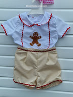 DREAM 0-6 years BABY BOYS gingerbread embroidered shirt and shorts set