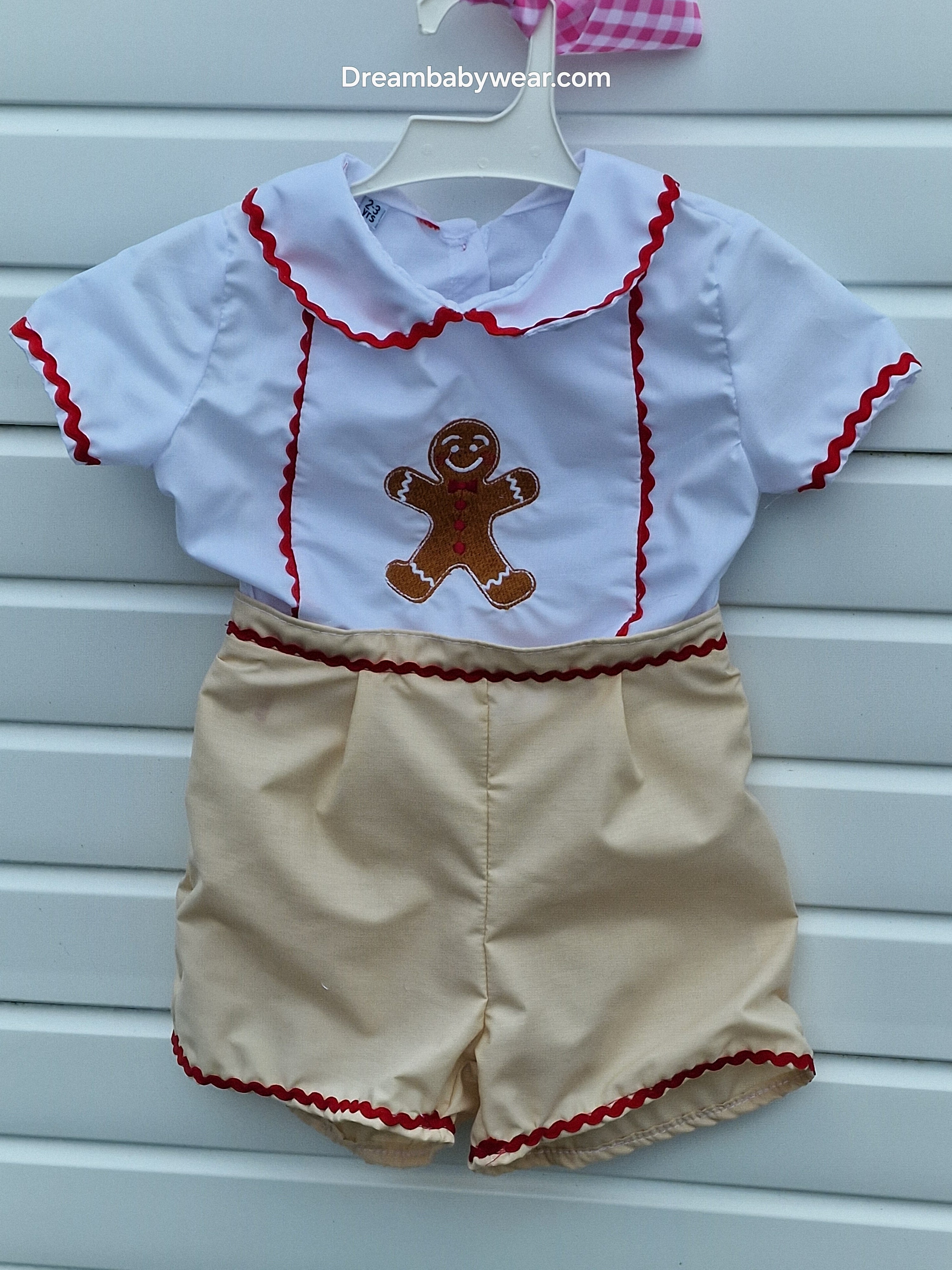 DREAM 0-6 years BABY BOYS gingerbread embroidered shirt and shorts set