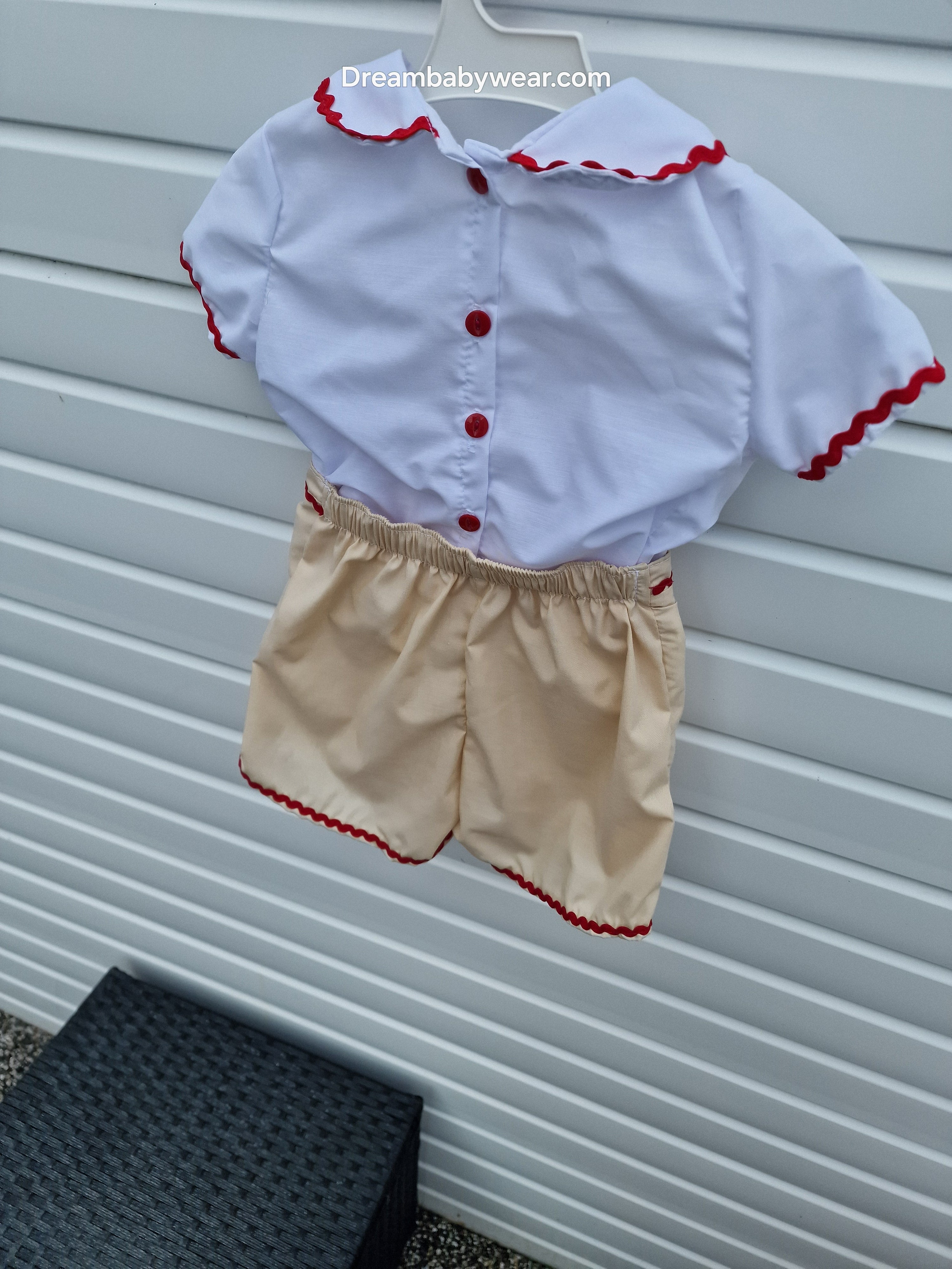 DREAM 0-6 years BABY BOYS gingerbread embroidered shirt and shorts set