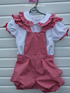 DREAM 0-8 years GIRLS traditional  gingham school uniform blouse & playsuit 6 colours