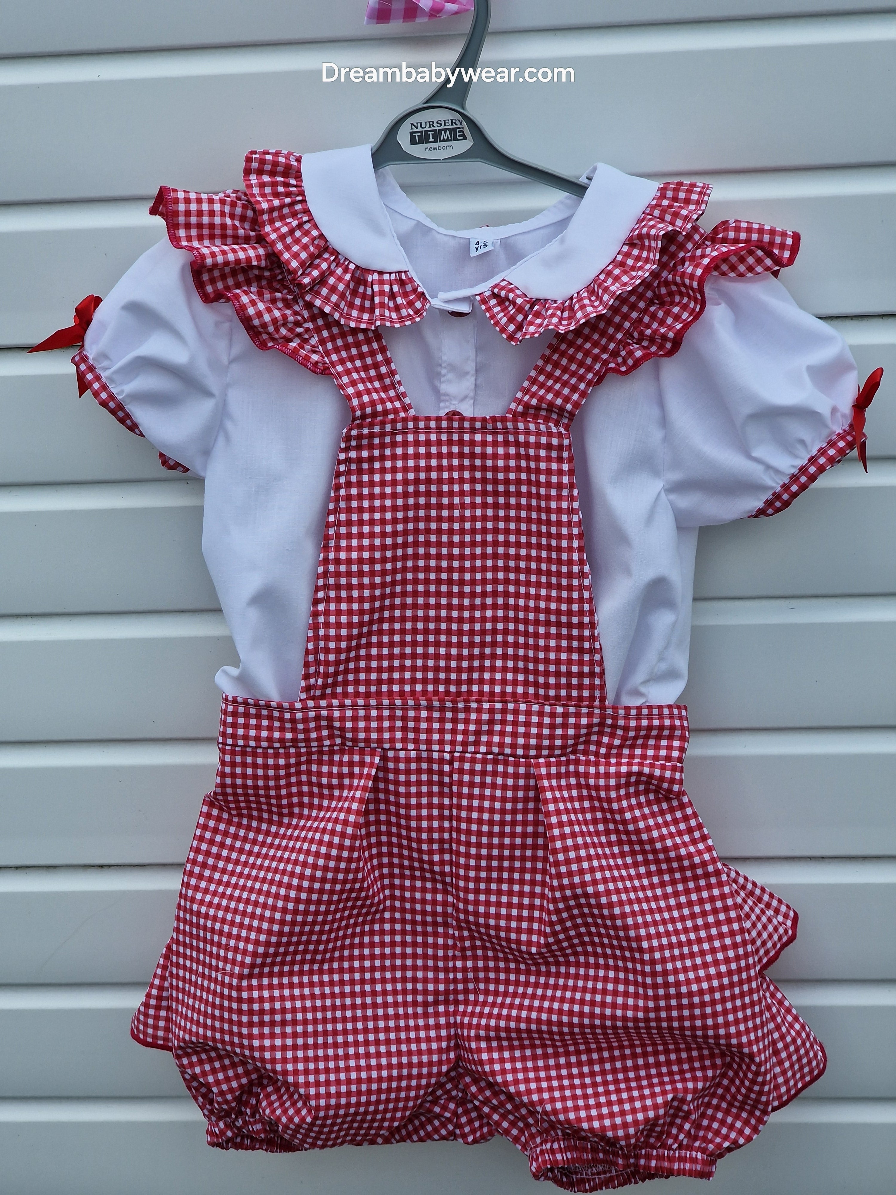DREAM 0-8 years GIRLS traditional  gingham school uniform blouse & playsuit 6 colours