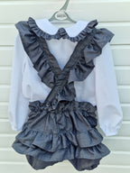 DREAM 0-8 years GIRLS traditional school uniform white blouse & grey playsuit