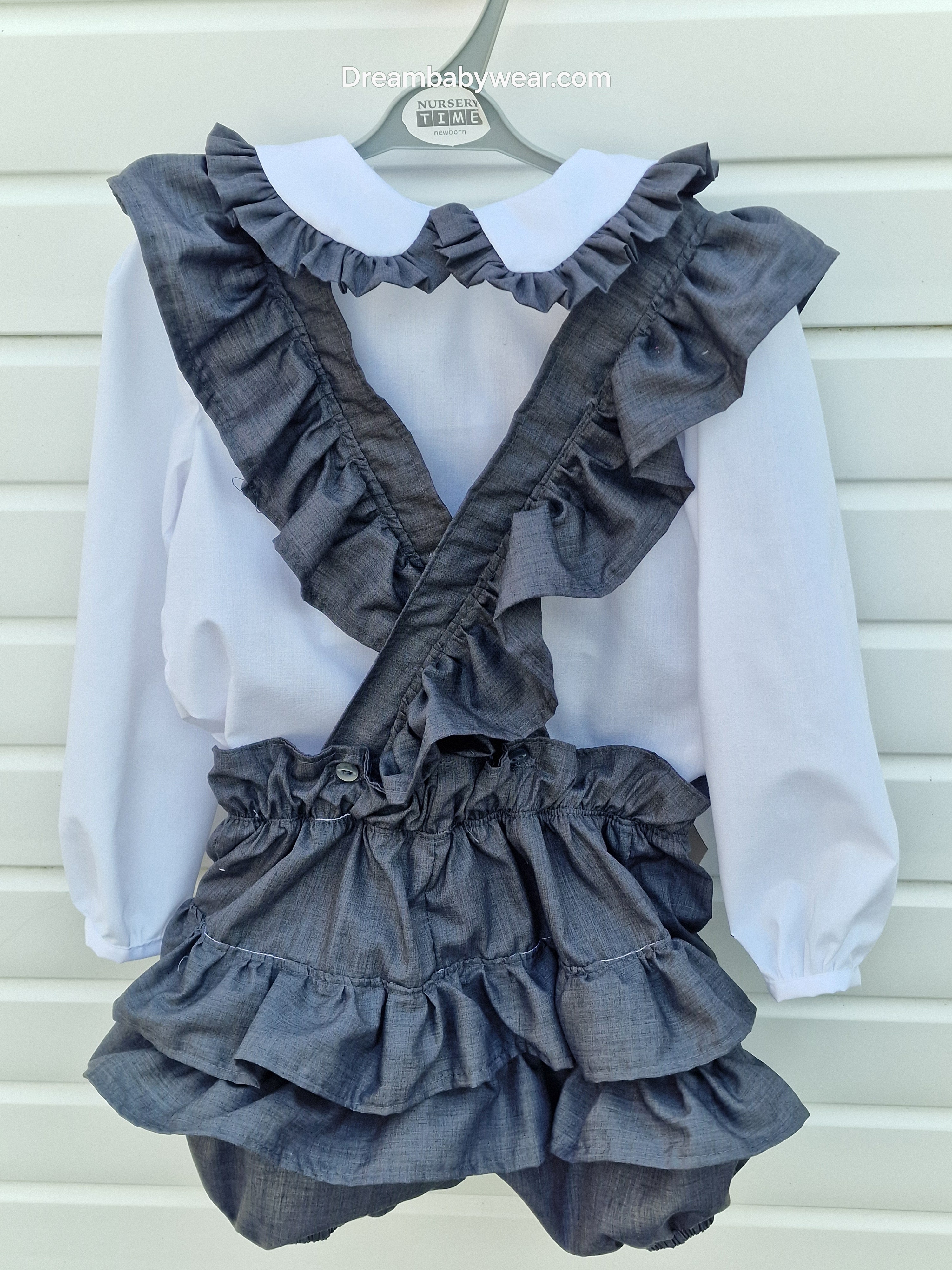 DREAM 0-8 years GIRLS traditional school uniform white blouse & grey playsuit