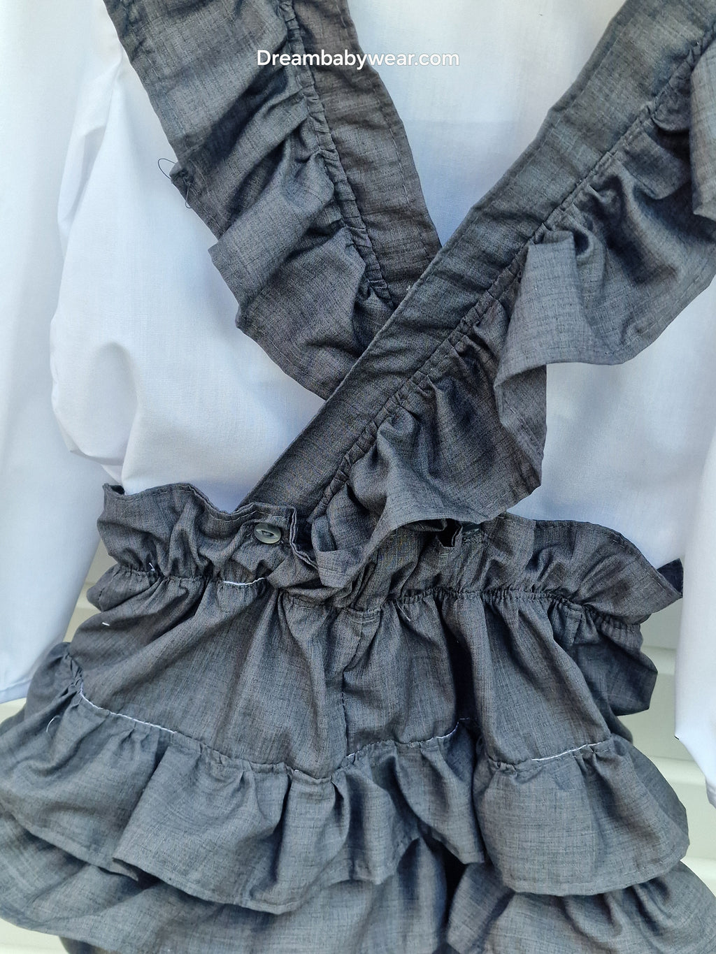 DREAM 0-8 years GIRLS traditional school uniform white blouse & grey playsuit
