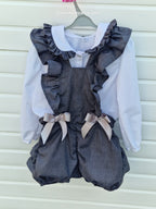 DREAM 0-8 years GIRLS traditional school uniform white blouse & grey playsuit