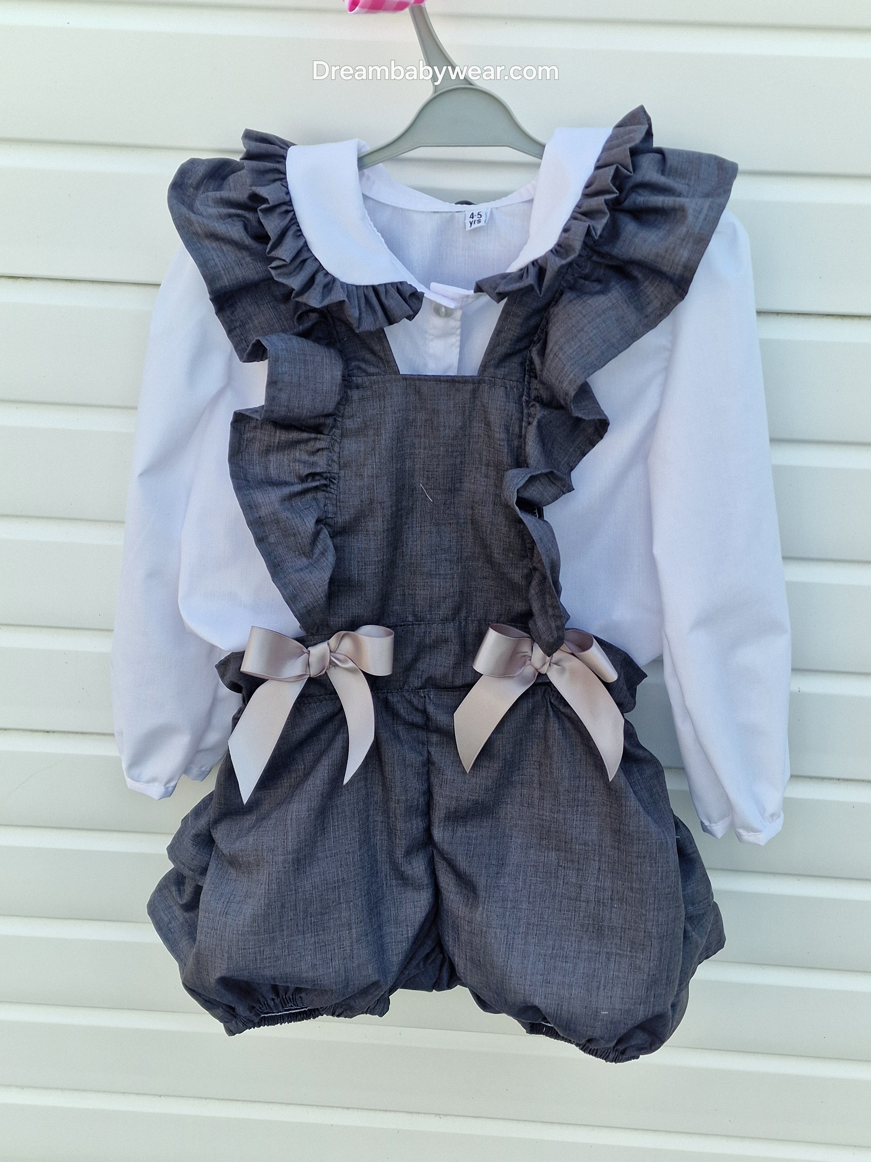 DREAM 0-8 years GIRLS traditional school uniform white blouse & grey playsuit