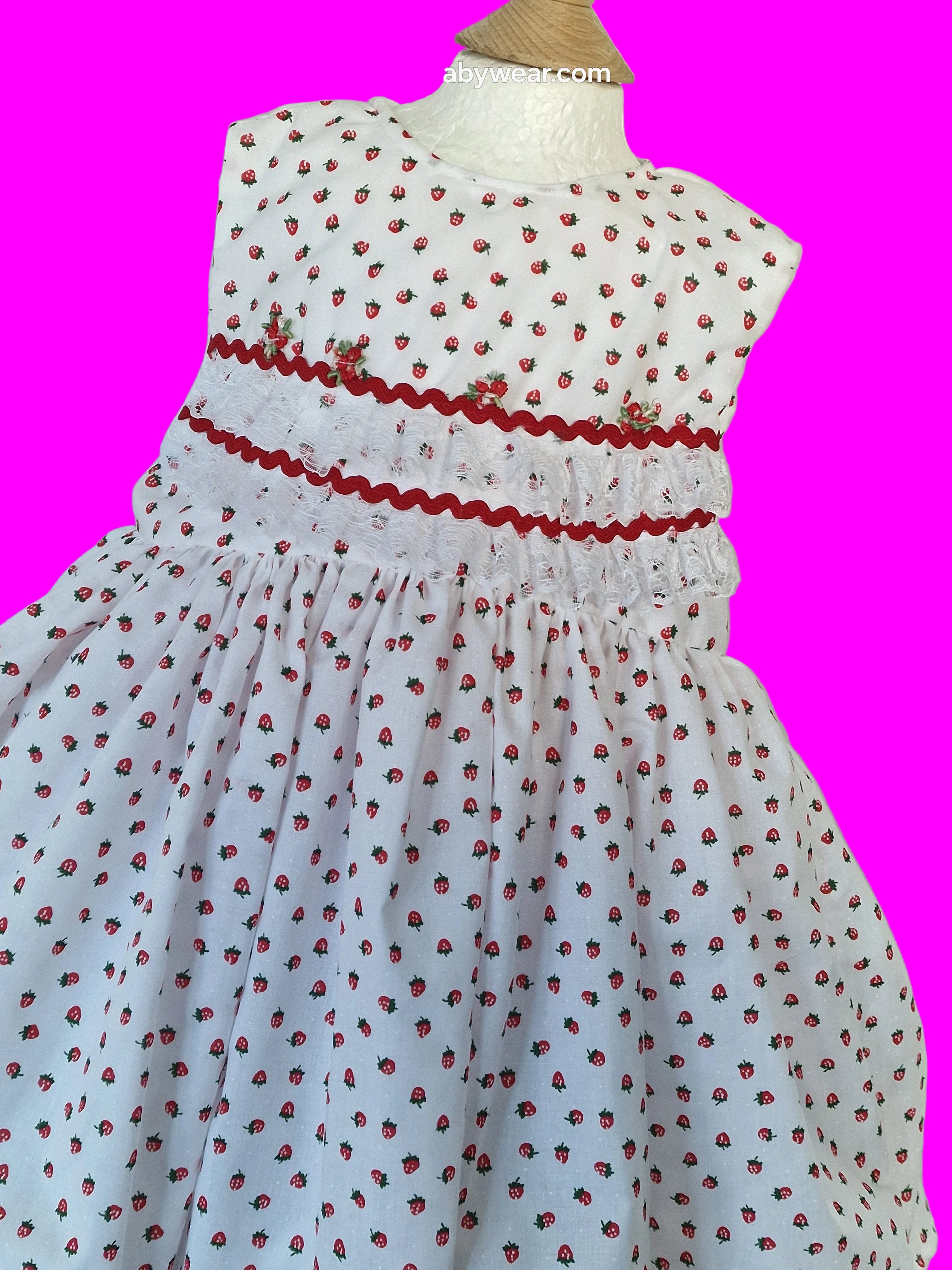 ROSIE Strawberry print summer lined dress