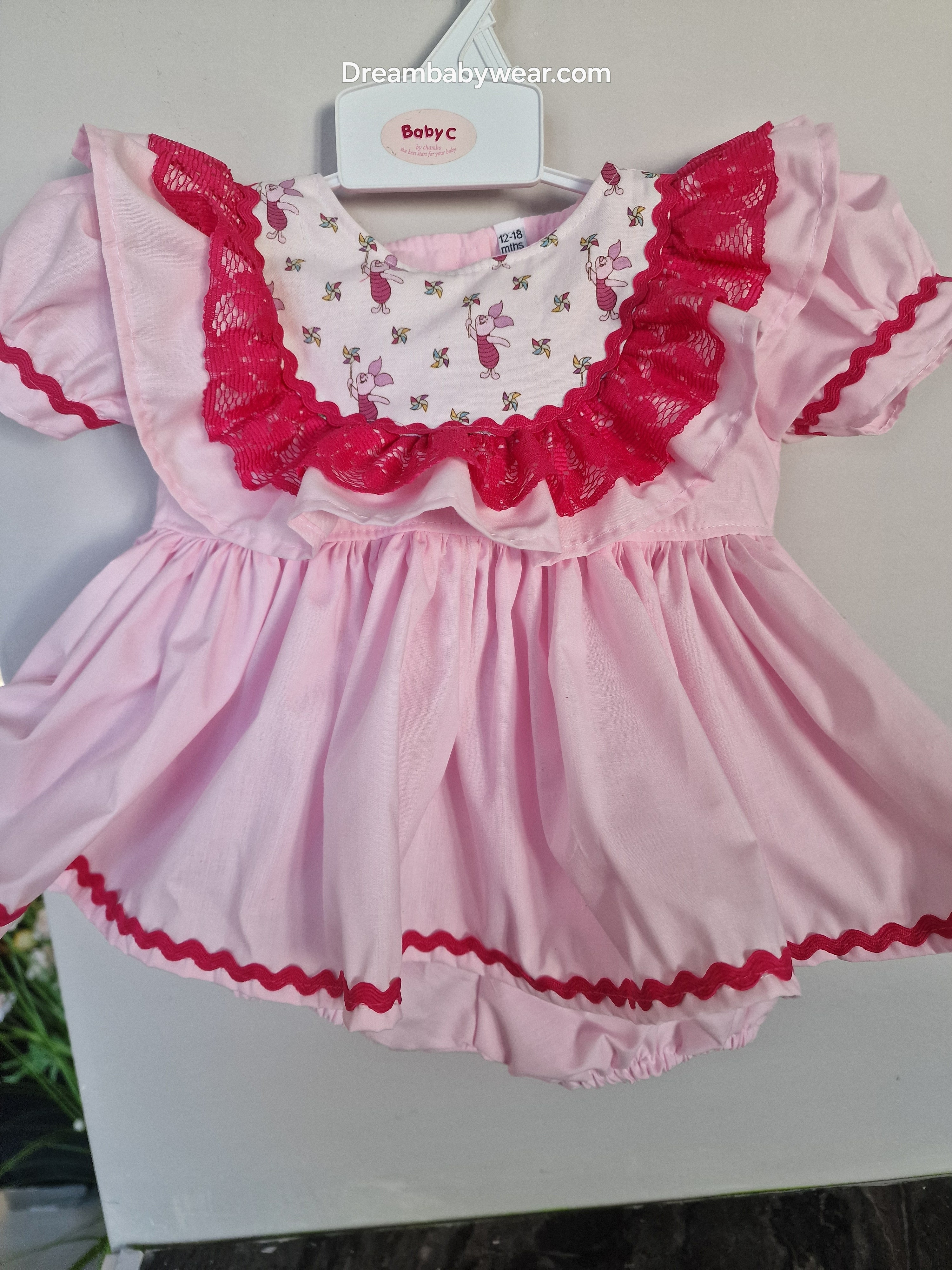 12-18 months little piglet pink fuchsia 2 part set