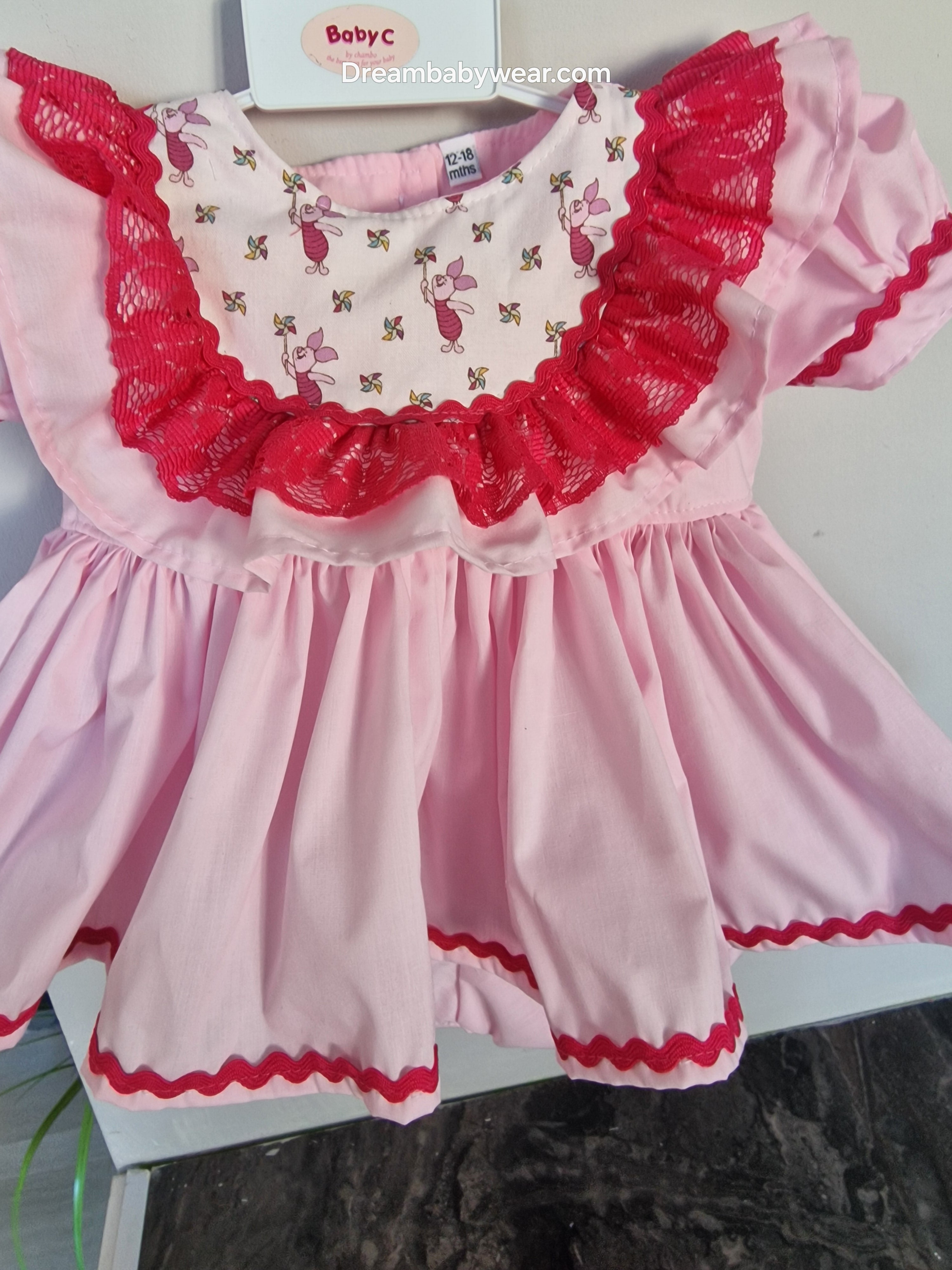 12-18 months little piglet pink fuchsia 2 part set
