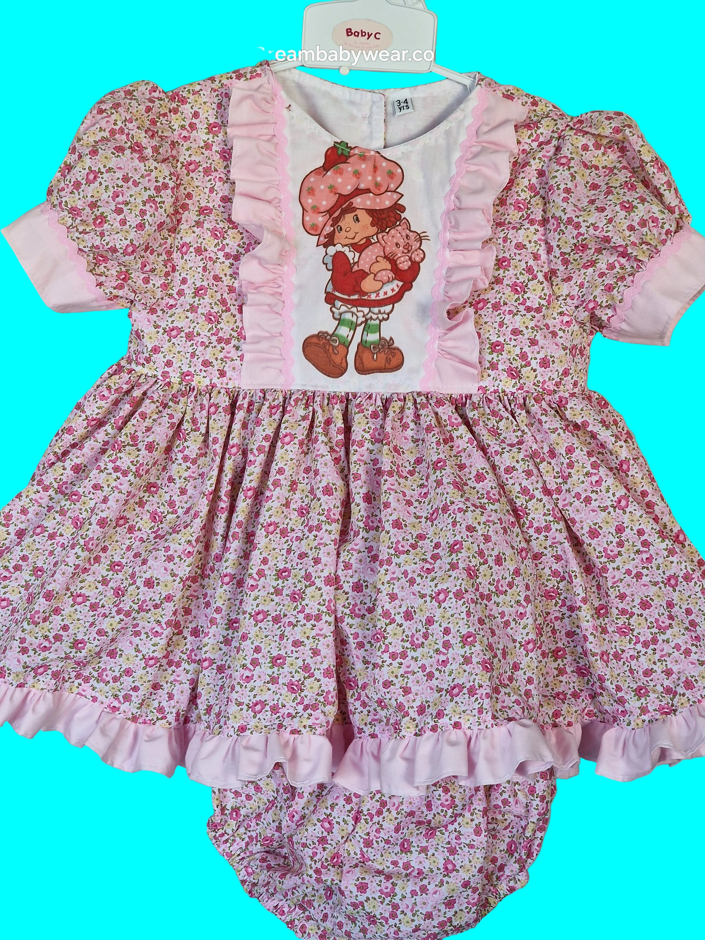 Strawberry Shortcake print summer top bloomers  2 piece set 0-10 years