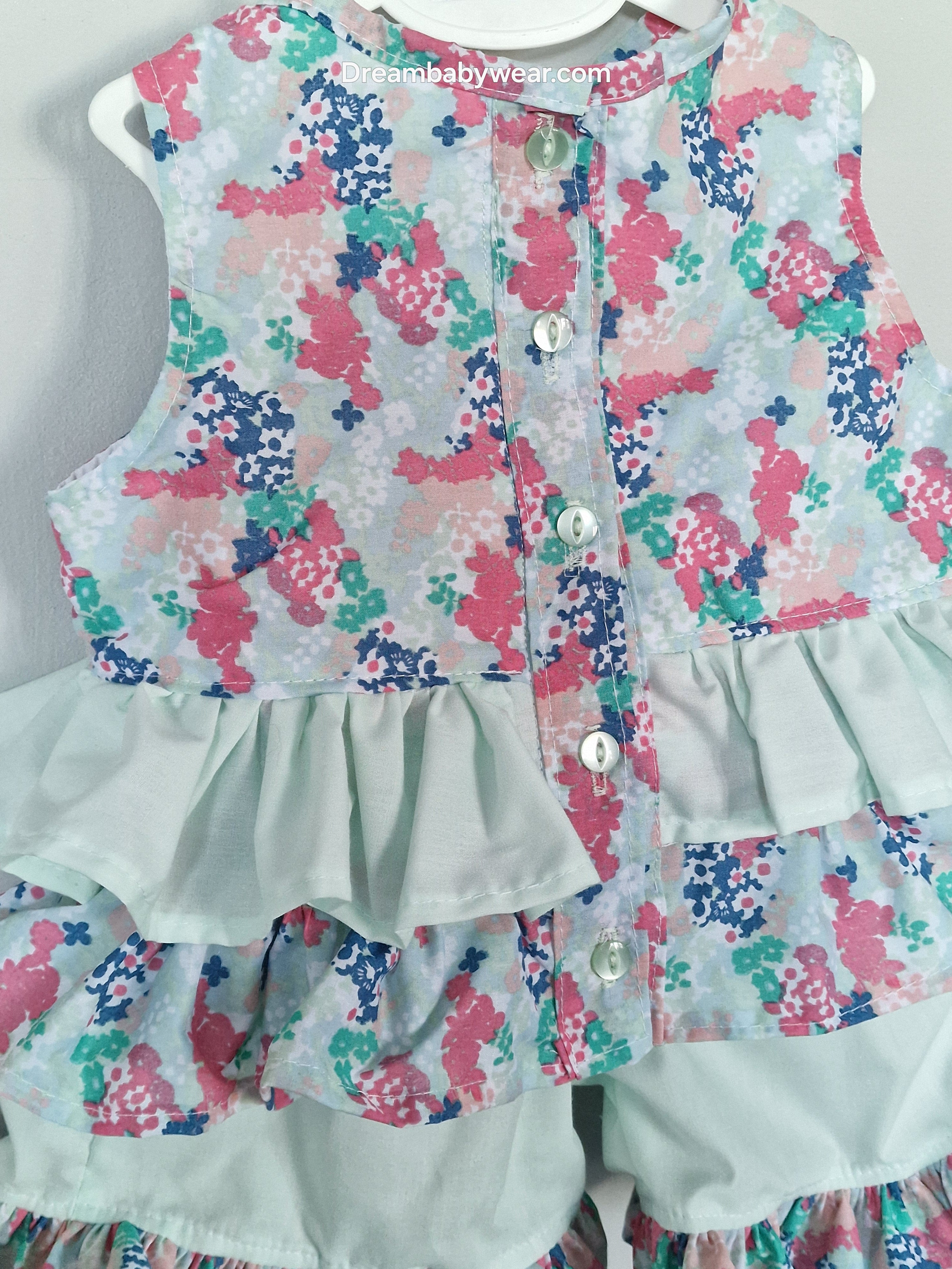 Mai pastels summer top and ruffle shorts set 0-10 years