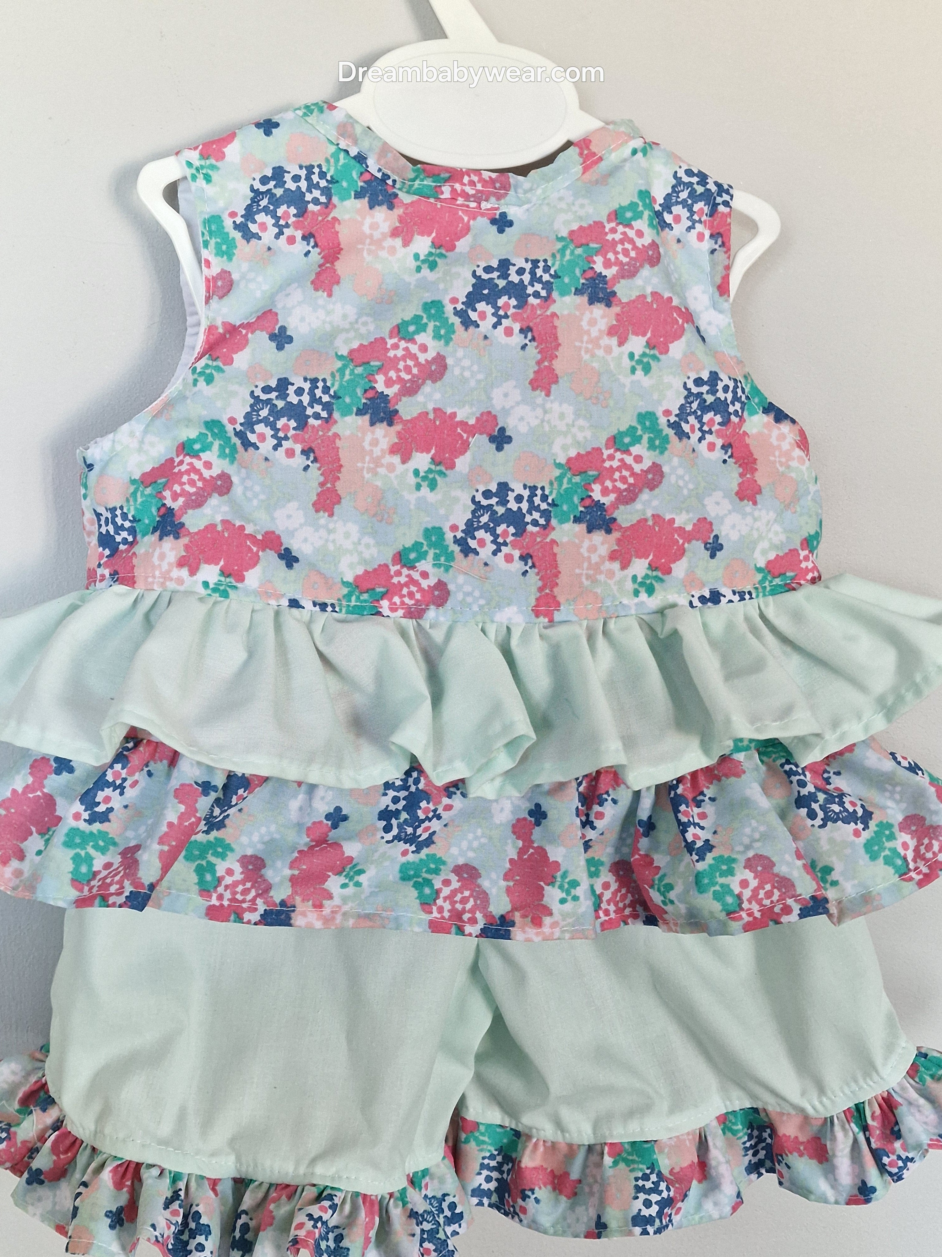 Mai pastels summer top and ruffle shorts set 0-10 years