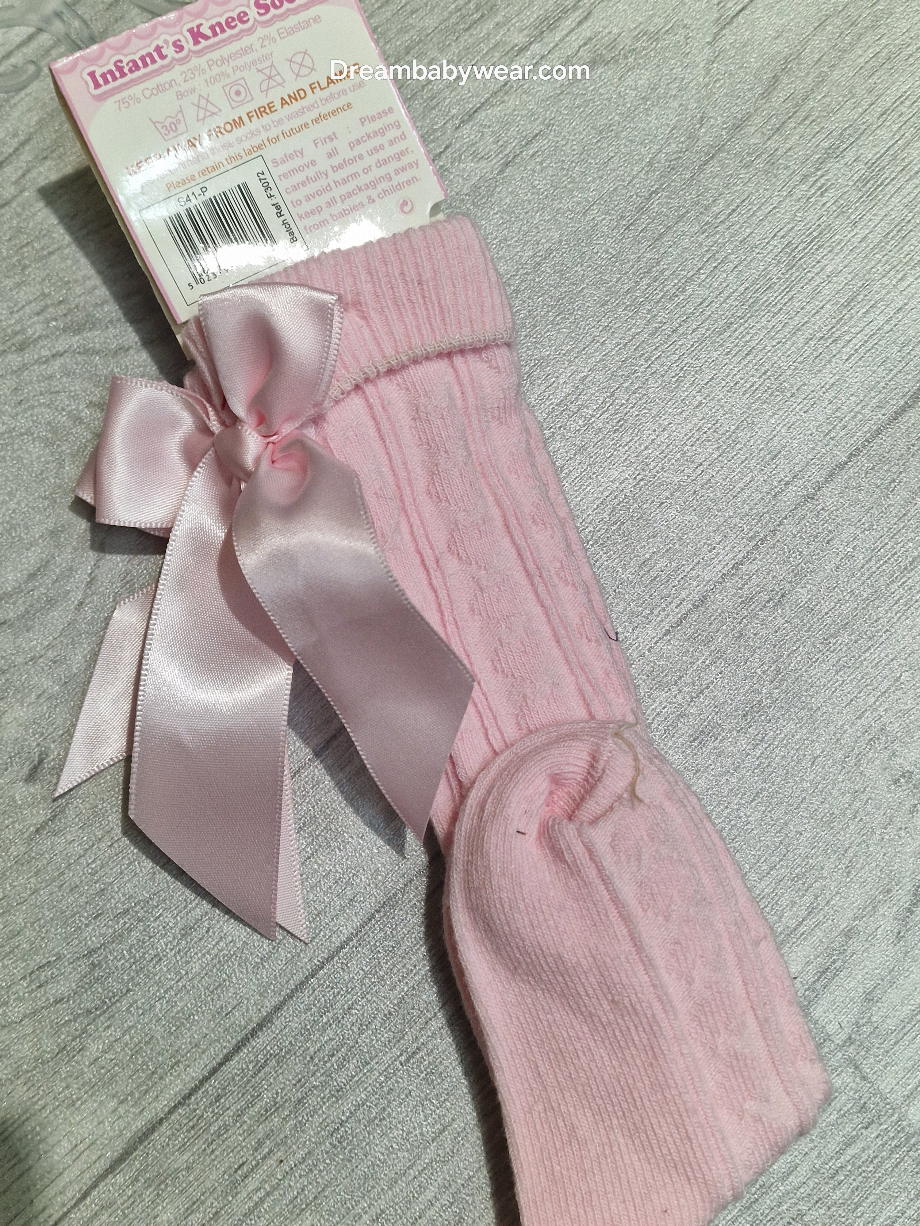 0-6 6-12  months  baby pink knee high bow socks