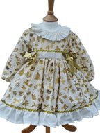 Gold cream Christmas lined Netted dress 0-8 years