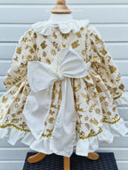 Gold cream Christmas lined Netted dress 0-8 years