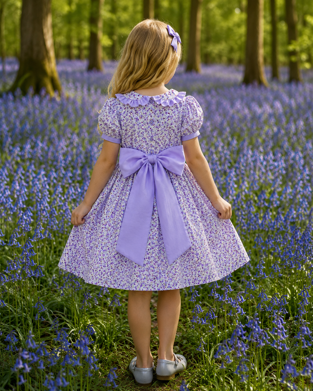 LUCY Lilac floral collared lined traditional Romany dress 0-10 years