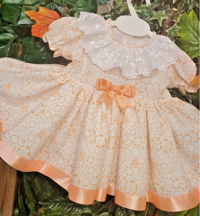 SALE 3-4 years white peach twirly skirt dress