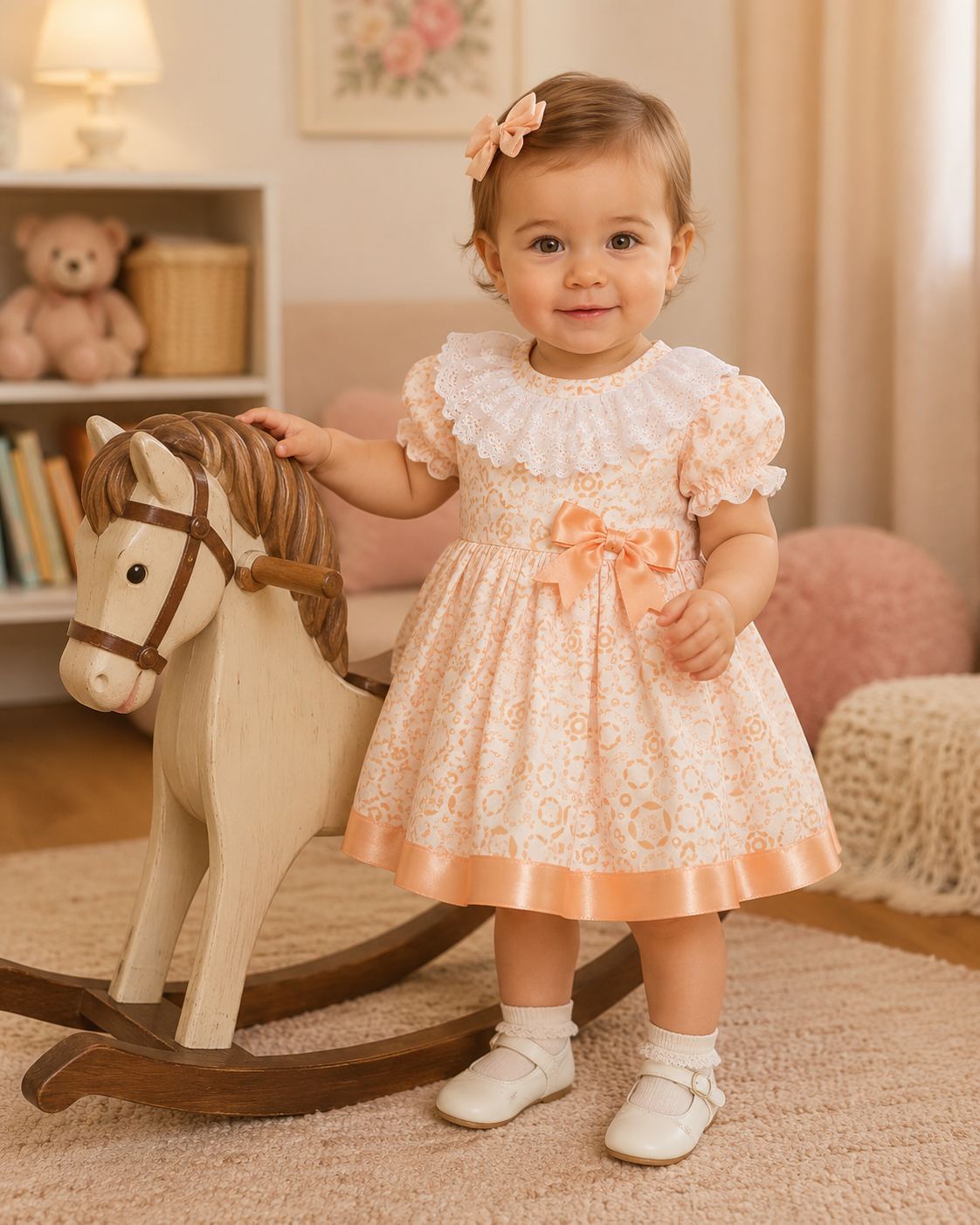 SALE 3-4 years white peach twirly skirt dress