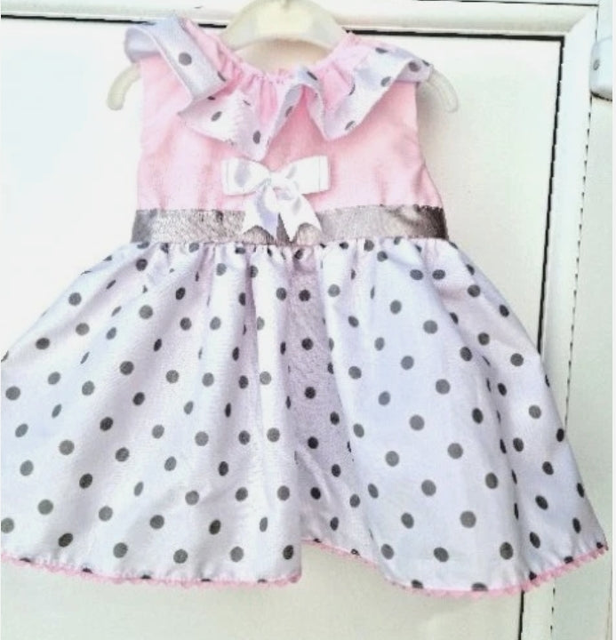 SALE 0-4 years BABY GIRLS spring summer pink white grey spot lined dress