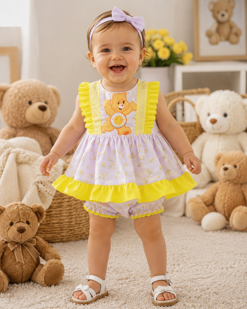 SALE 12-18 2-3 3-4 baby girls Spanish summer tulips bear top and knickers