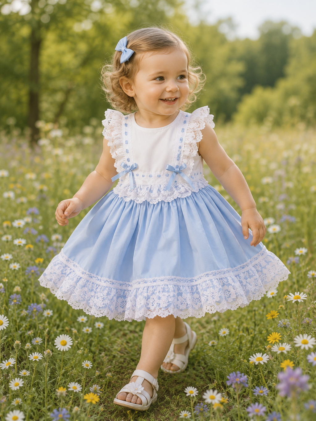 DREAM 0-8 years BABY GIRLS  blue hearts lined frilly puffball  dress