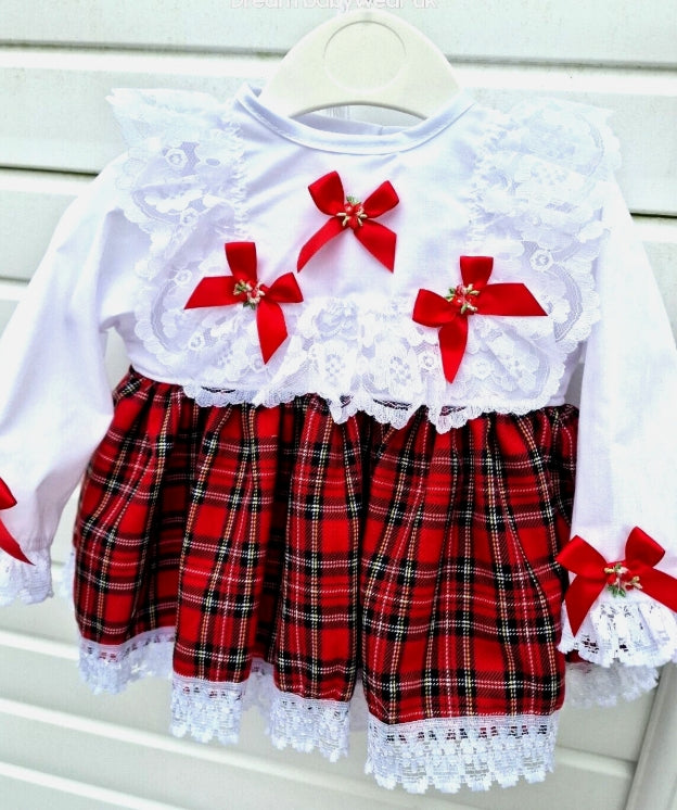 SALE 12-18 months  girls white Royal Stewart tartan top and knickers set