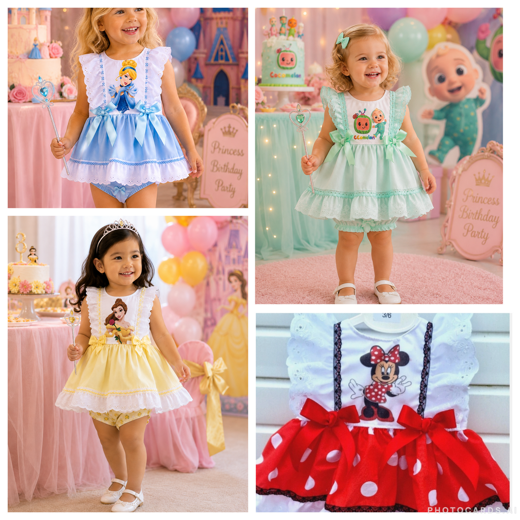 DREAM 0-8 YEARS baby girls  various choice Character top and frilly bum pants