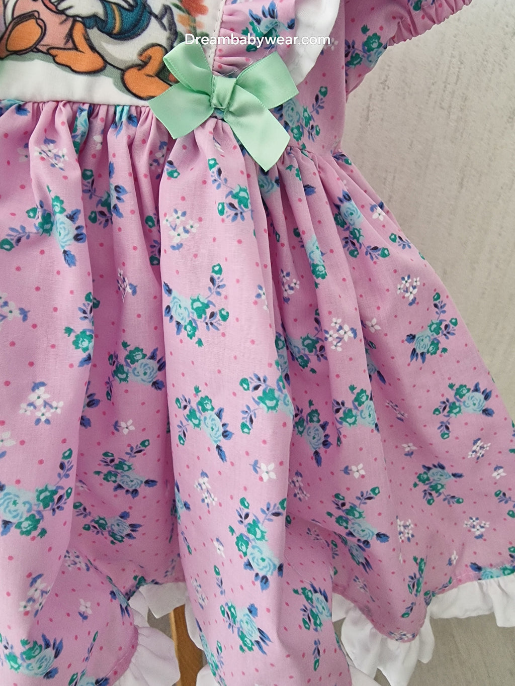 daisy Donald duck floral lined dress 12-18 2-3 3-4