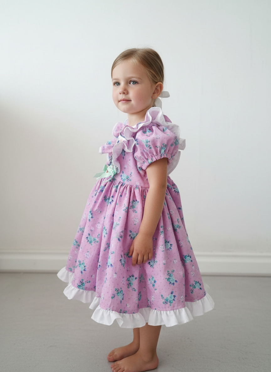 daisy Donald duck floral lined dress 12-18 2-3 3-4