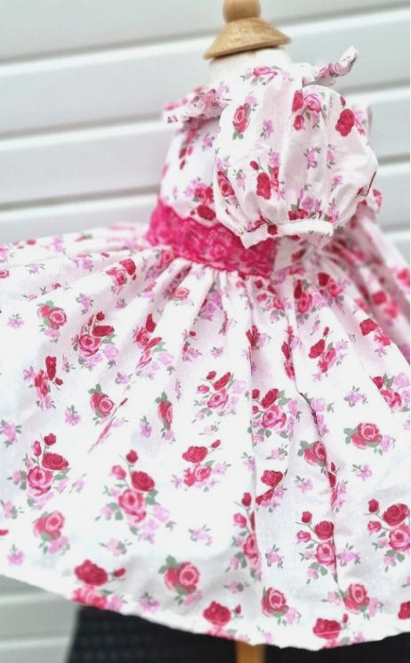 Freya Fuchsia floral frilled collar lined dress 0-10 years