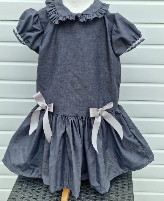Eliza grey school  collared drop waist dress 0-10 years