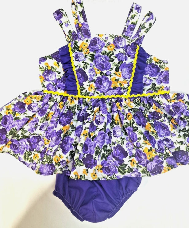 Olivia lavender and lemon roses strappy top and pants  set 0-10 years