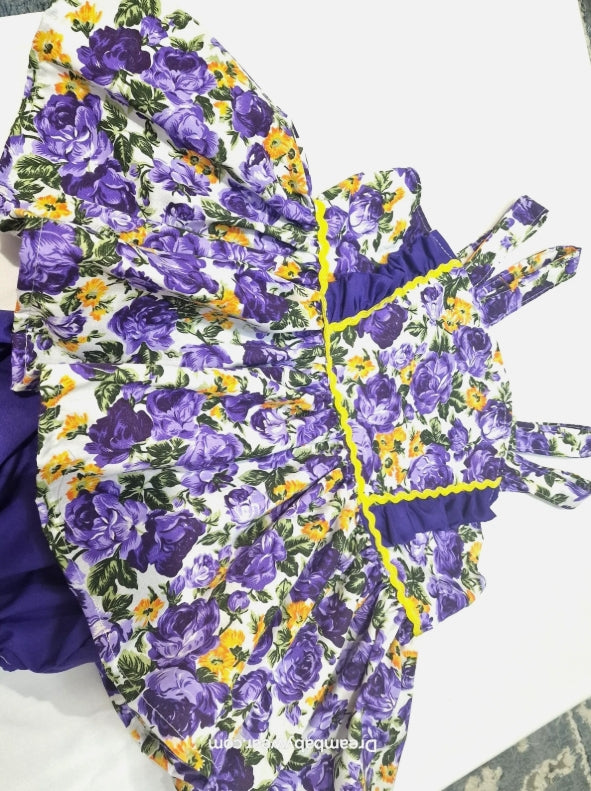 Olivia lavender and lemon roses strappy top and pants  set 0-10 years