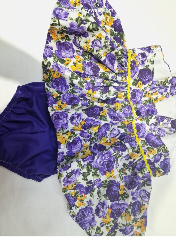 Olivia lavender and lemon roses strappy top and pants  set 0-10 years