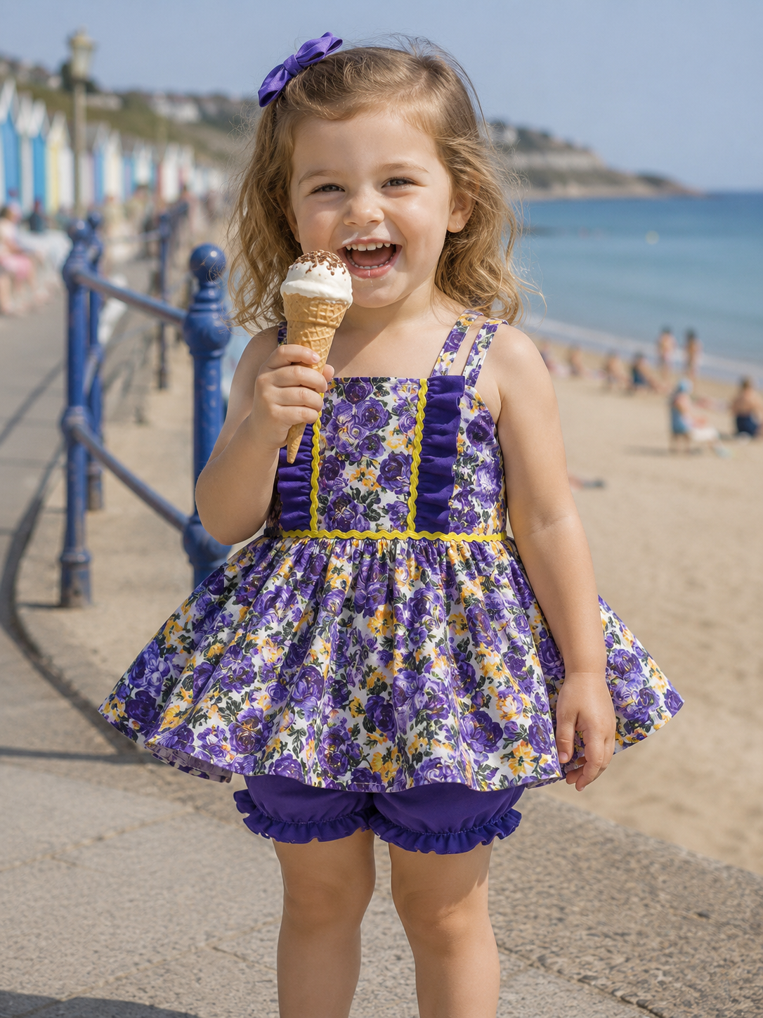Olivia lavender and lemon roses strappy top and pants  set 0-10 years