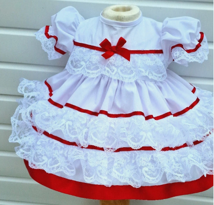 Olivia baby girl lace ribbon layers traditional frilly dress 9 colours