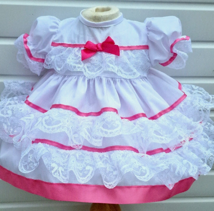 Olivia baby girl lace ribbon layers traditional frilly dress 9 colours