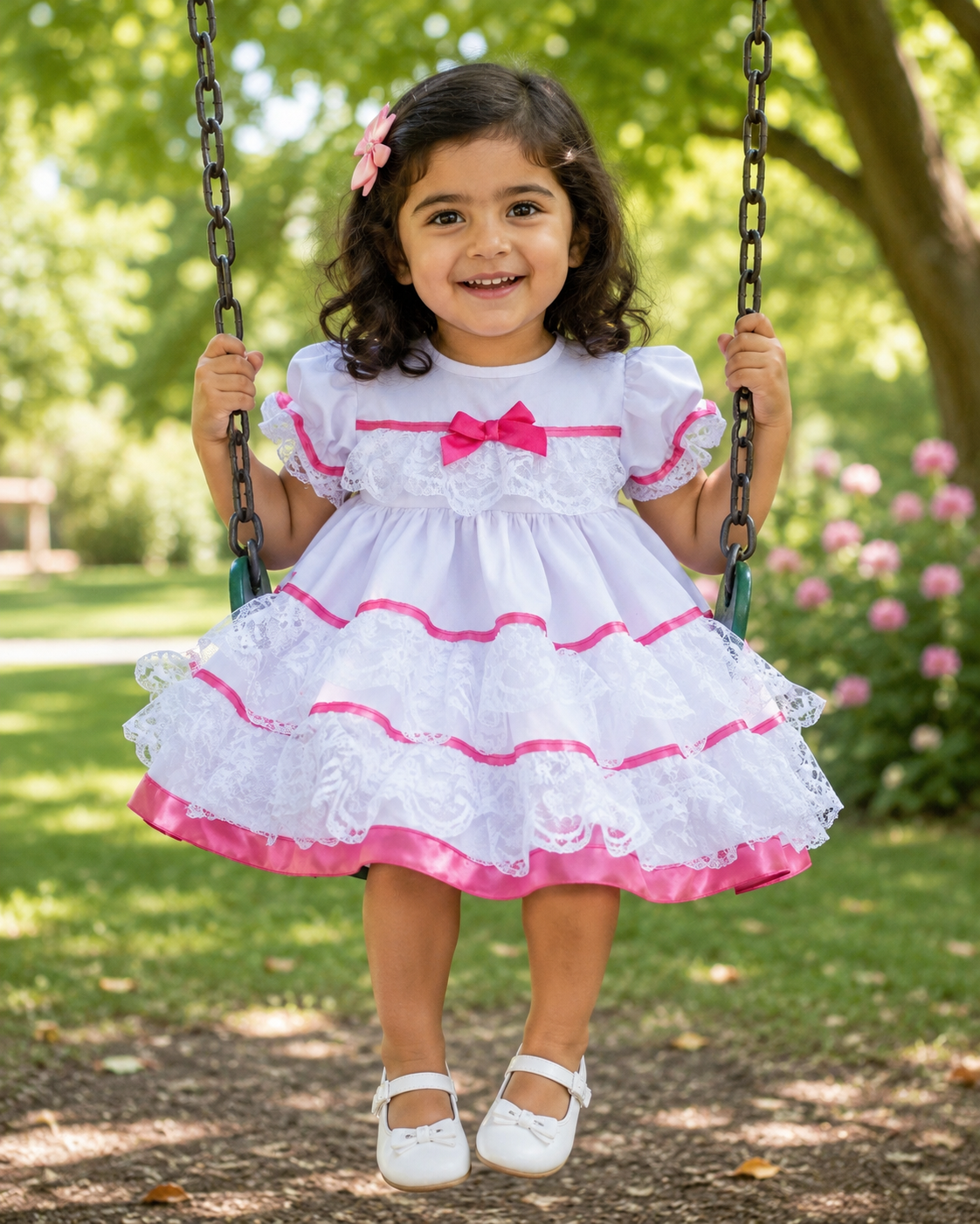 Olivia baby girl lace ribbon layers traditional frilly dress 9 colours