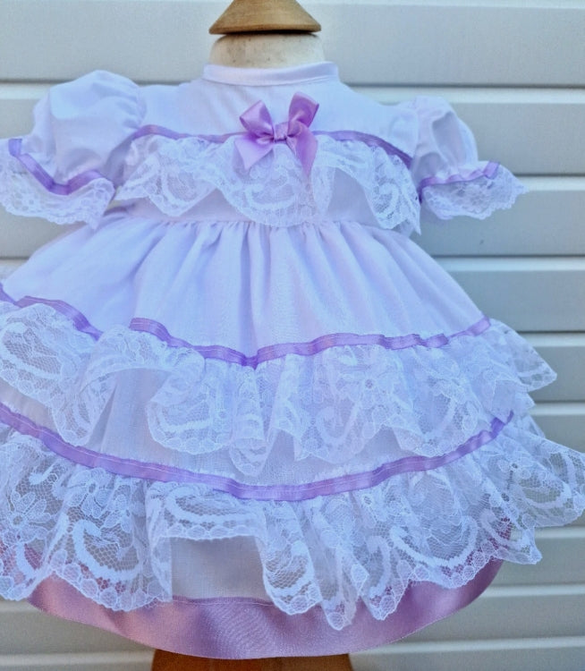 Olivia baby girl lace ribbon layers traditional frilly dress 9 colours