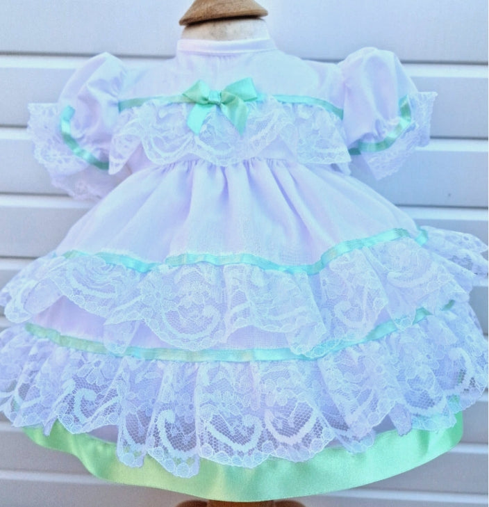 Olivia baby girl lace ribbon layers traditional frilly dress 9 colours